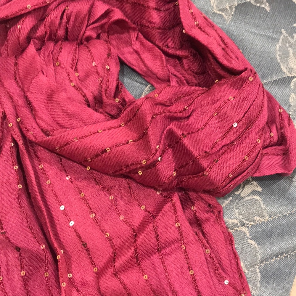 Magenta sequin scarf